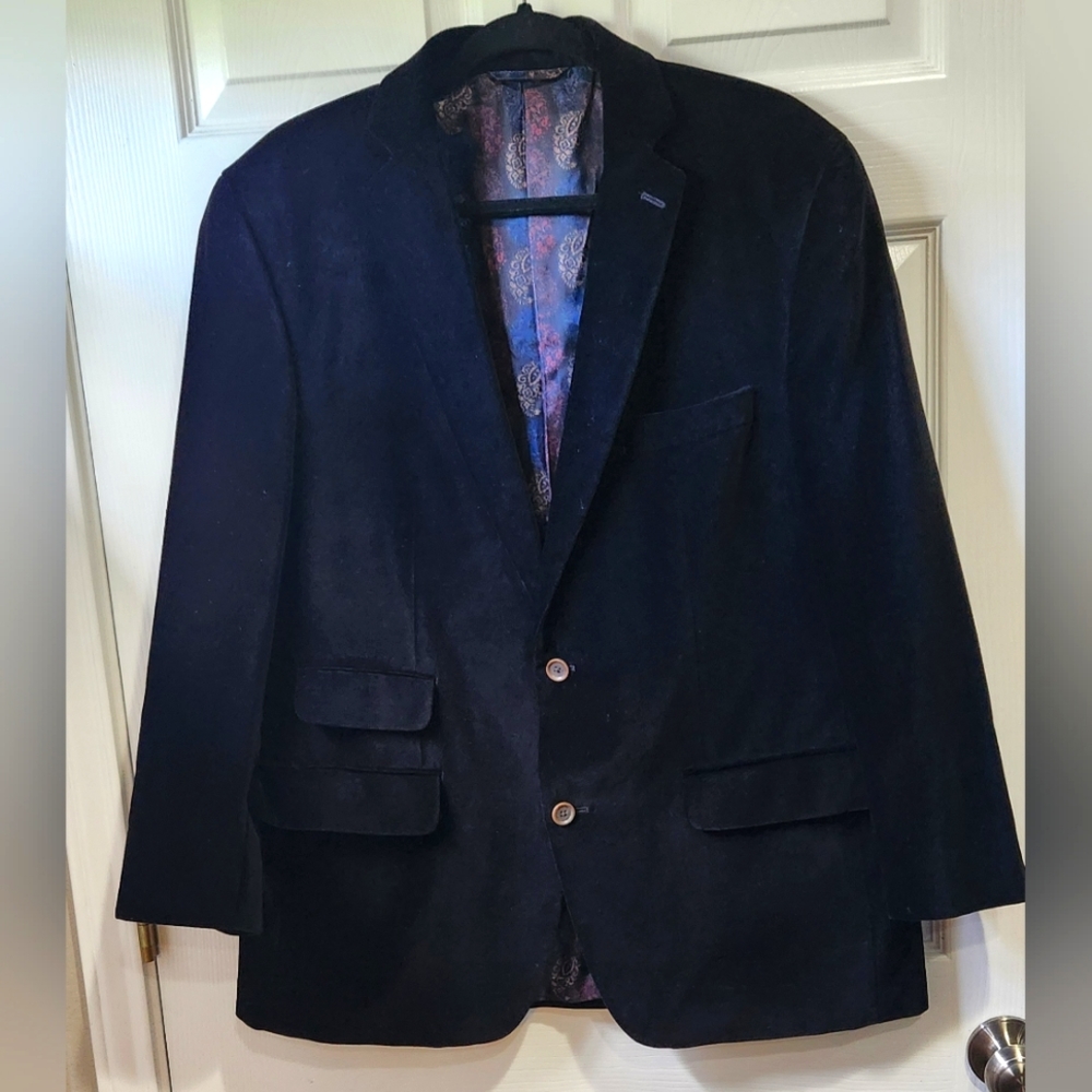 Tallia black velvet blazer sports coat men's size 44R